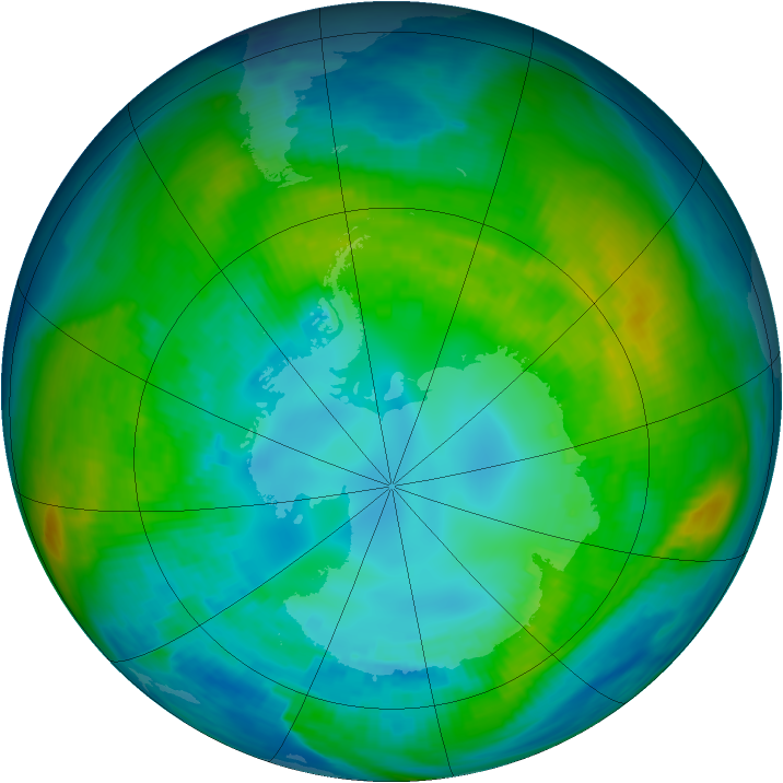 Antarctic ozone map for 22 April 1980